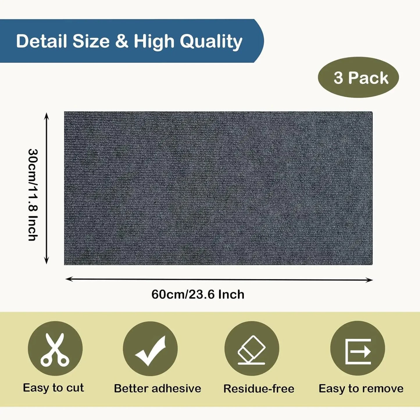 Tapis auto-adhésif à griffer pour chats – Protection de tapis DIY prédécoupable pour murs, coins et meubles