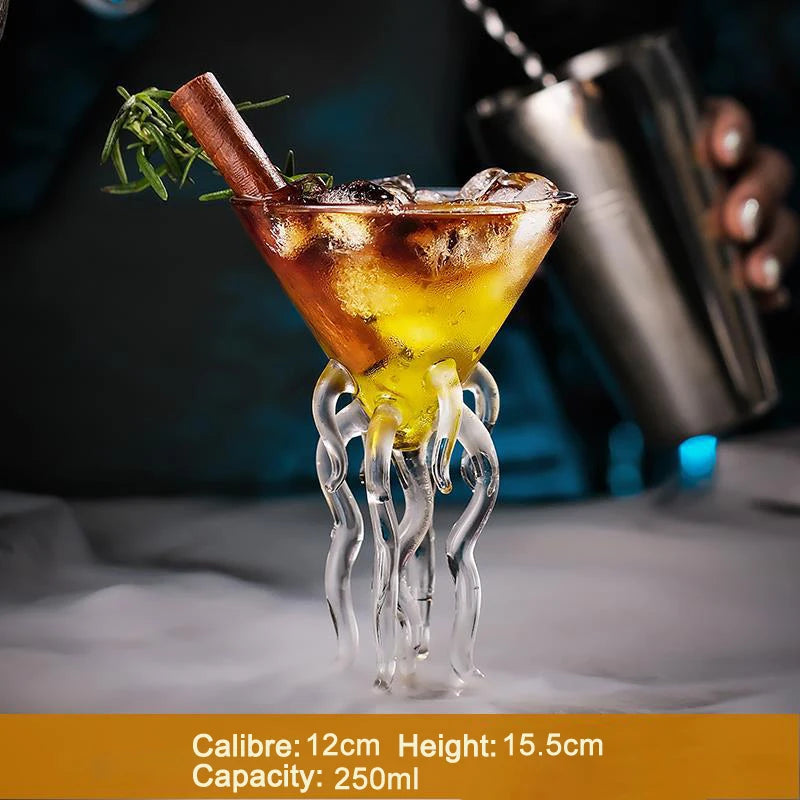 Creative Fish-Shaped Cocktail Glass – Unique Thorn, Octopus & Bird Design Goblet for Bar, KTV, Nightclub & Party Drinks