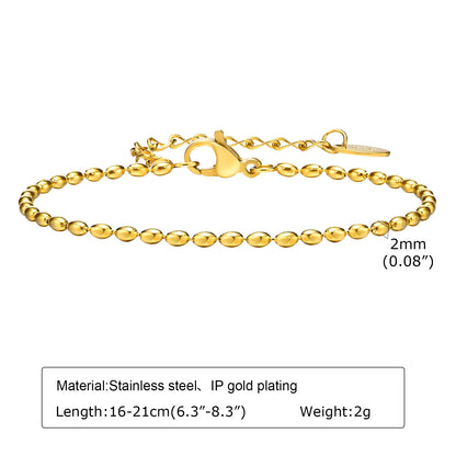 Non-Tarnish Stainless Steel Herringbone Bracelet – Gold Plated Waterproof Stackable Chain Bracelet for Women | Fashion Jewelry Gift