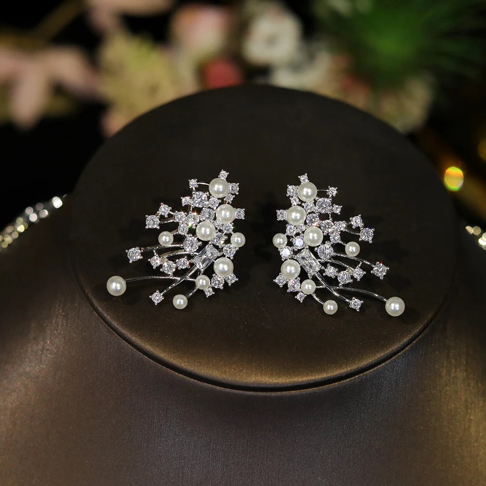 ASNORA Bridal Pearl Choker Necklace Set for Women Cubic Zirconia Stone Wedding Jewelry Costume Fashion X0620