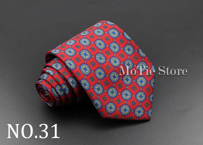 Men's 7.5cm Soft Silk Necktie – Floral & Dot Pattern Tie for Weddings, Business, Parties & Formal Wear