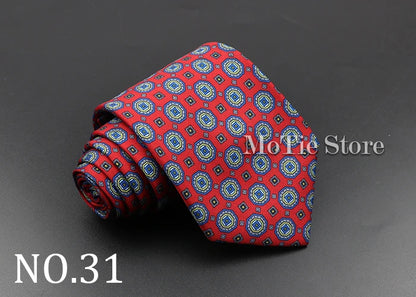 Men's 7.5cm Soft Silk Necktie – Floral & Dot Pattern Tie for Weddings, Business, Parties & Formal Wear