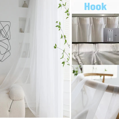 Cortinas de tul blanco transparente modernas – Paneles transparentes para ventanas de sala de estar y dormitorio