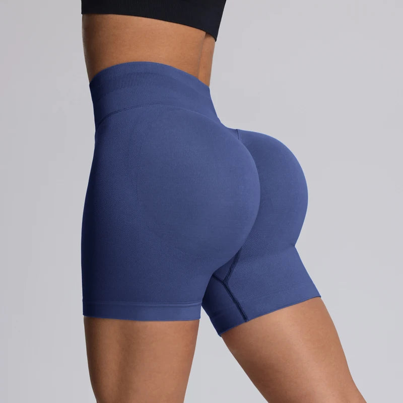 Shorts de yoga femme taille haute gainant sans couture pour l'entraînement, la salle de sport, la course et le fitness, à fort impact