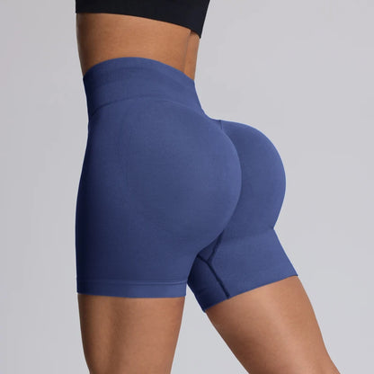 Shorts de yoga femme taille haute gainant sans couture pour l'entraînement, la salle de sport, la course et le fitness, à fort impact
