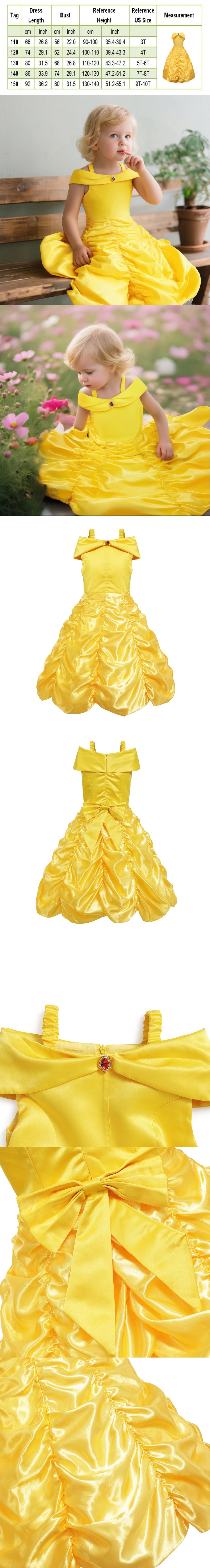 Vestido de disfraz de princesa para niña – Traje de fiesta de cuento de hadas para Halloween, carnaval y regalos de cumpleaños