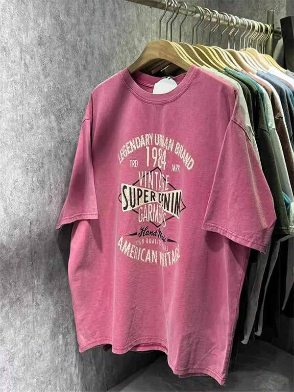 Unisex Retro Cotton T-Shirt – Vintage Printed Short Sleeve Loose Fit Casual Tee, Quick-Dry Summer Fashion Top