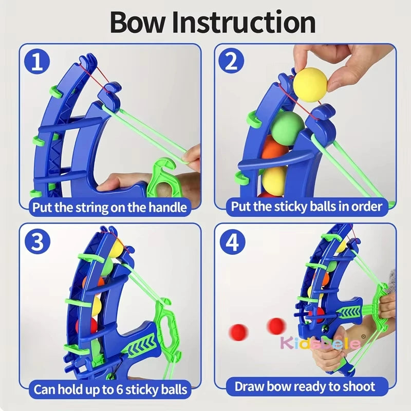 Slingshot Target Sticky Ball Bow Set – Montessori Educational Toy, Arrow Throwing Outdoor Sport & Fidget Game