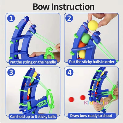 Slingshot Target Sticky Ball Bow Set – Montessori Educational Toy, Arrow Throwing Outdoor Sport & Fidget Game