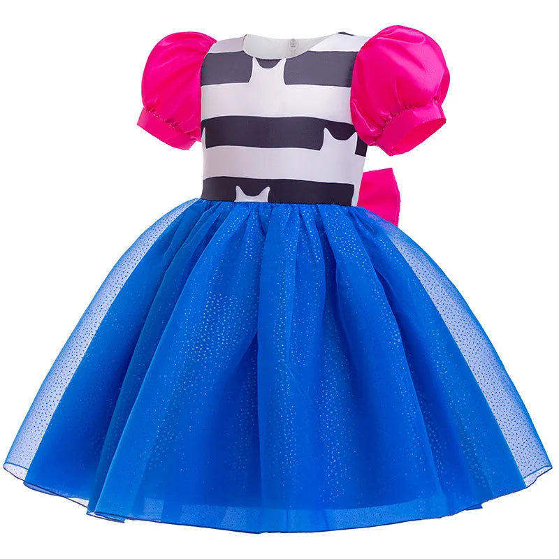 Kids Girls Cartoon Cat Princess Cosplay Dress – Puff Sleeve Bow Tulle Gown for Carnival, Halloween & Birthday Party Outfit