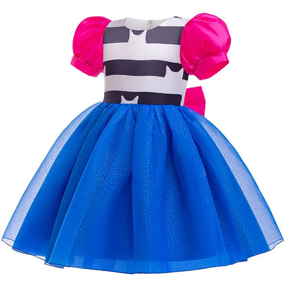 Kids Girls Cartoon Cat Princess Cosplay Dress – Puff Sleeve Bow Tulle Gown for Carnival, Halloween & Birthday Party Outfit