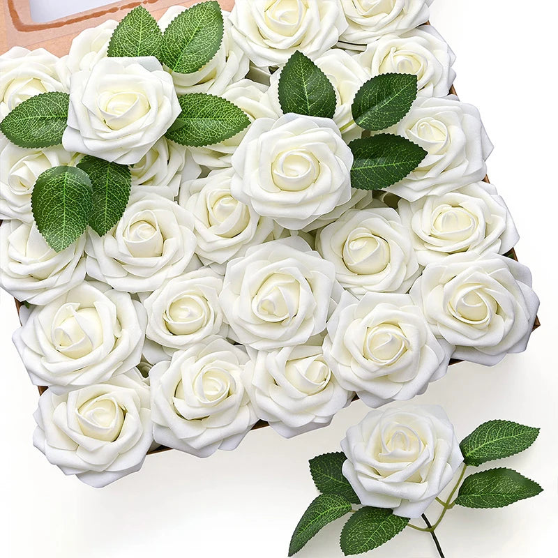 Rosas artificiales de espuma, de 10 a 100 unidades – Rosas sintéticas realistas para ramos de boda, centros de mesa, decoraciones para fiestas, regalos para el Día de la Madre y San Valentín, arreglos florales de bricolaje