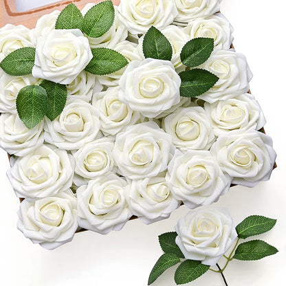Rosas artificiales de espuma, de 10 a 100 unidades – Rosas sintéticas realistas para ramos de boda, centros de mesa, decoraciones para fiestas, regalos para el Día de la Madre y San Valentín, arreglos florales de bricolaje