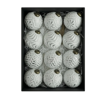 12PCS 8CM Shatterproof Christmas Tree Ball Ornaments – Retro Reusable Hanging Baubles for Elegant Xmas Tree & Holiday Home Decor
