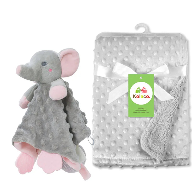 Couverture et doudou personnalisés avec prénom de bébé – Ensemble doux en minky à pois, 2-en-1, cadeau de naissance personnalisé pour garçons et filles
