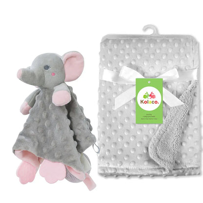 Couverture et doudou personnalisés avec prénom de bébé – Ensemble doux en minky à pois, 2-en-1, cadeau de naissance personnalisé pour garçons et filles