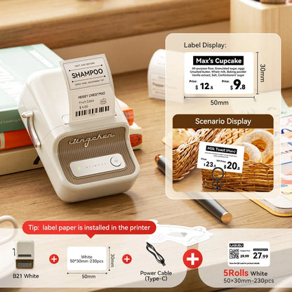 NiiMbot B21 Mini Thermal Label Printer – Wireless Bluetooth Barcode Label Maker with Portable Adhesive Printing for Office & Business