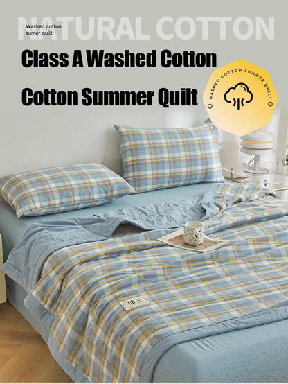 100% Cotton Summer Quilt – Lightweight Long Staple Cotton Comforter for Twin, Queen & Double Beds