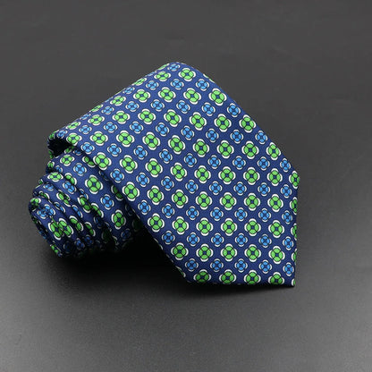 Men's 7.5cm Soft Silk Necktie – Floral & Dot Pattern Tie for Weddings, Business, Parties & Formal Wear
