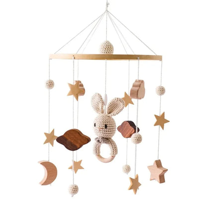 Móvil Musical para Cuna de Bebé Recién Nacido – Caja de Música con Sonajero Colgante Giratorio de Estilo Madera, Juguete Musical Relajante para Bebés de 0 a 12 Meses, Decoración para Cuna de Guardería y Regalo para Baby Shower