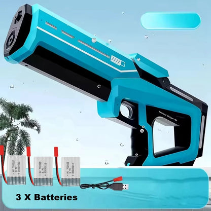 Pistolet à Eau Électrique pour Adultes – Puissant Lanceur d'Eau Automatique avec Grand Réservoir d'Eau pour Piscine d'Été, Plage et Jeux Aquatiques Extérieurs