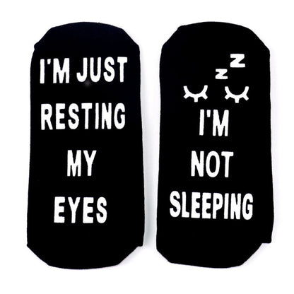 Men’s Funny Harajuku Crew Socks – Creative Word Print Cotton Hip Hop Streetwear Socks with Silicon Anti-Slip Grip, Unisex