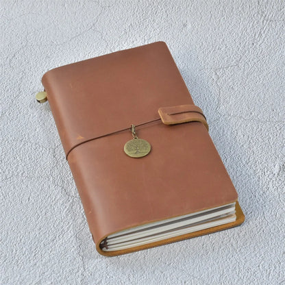 Genuine Leather Refillable Travel Journal – Handmade Retro Diary, Sketchbook & Notebook
