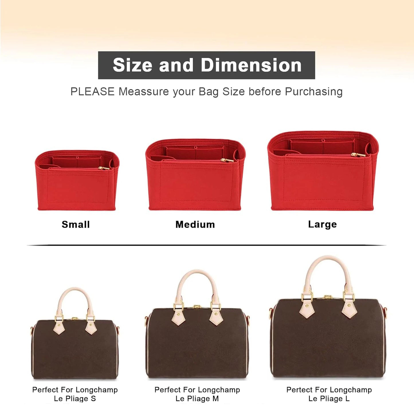 Separador organizador de fieltro para bolso – Divisor de almacenamiento para bolsos Speedy 25/30/35 y Neverfull, organizador interno multibolsillos para bolsos de lujo, carteras y bolsos de mano