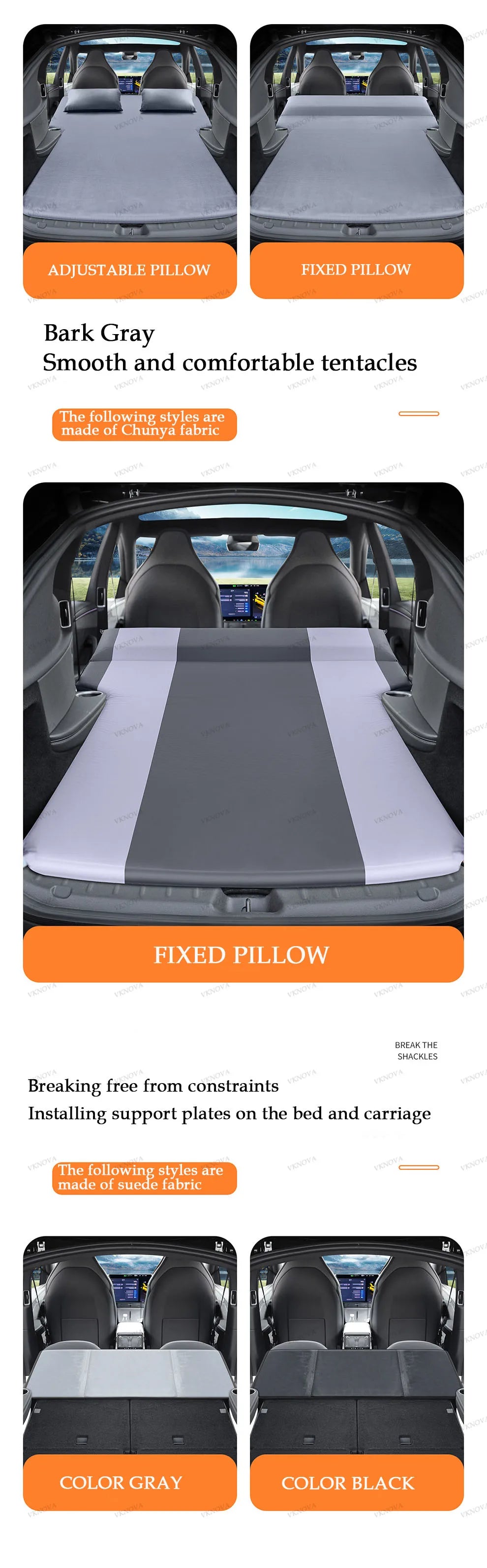 Matelas pneumatique gonflable pour Tesla Model 3 et Model Y (2017–2026) – Lit de voyage en daim pour le camping, les road trips et les aventures en plein air