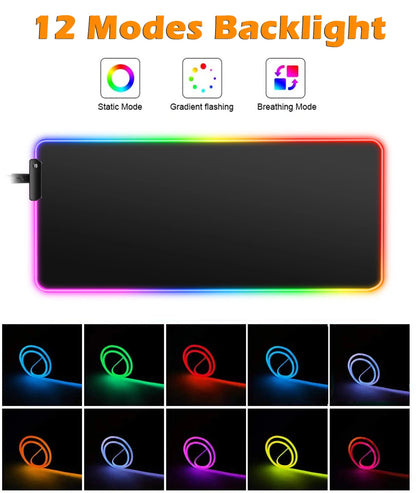 Alfombrilla de ratón Gaming XXL RGB de Pokémon Gengar – Alfombrilla de escritorio retroiluminada LED para teclado y PC