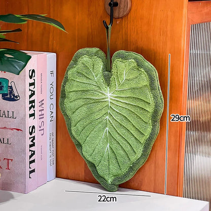 Essuie-mains Feuille – Serviette suspendue douce et absorbante pour la salle de bain et la cuisine, Gant de toilette décoratif, Serviette mouchoir à séchage rapide, Accessoire de nettoyage pour la maison