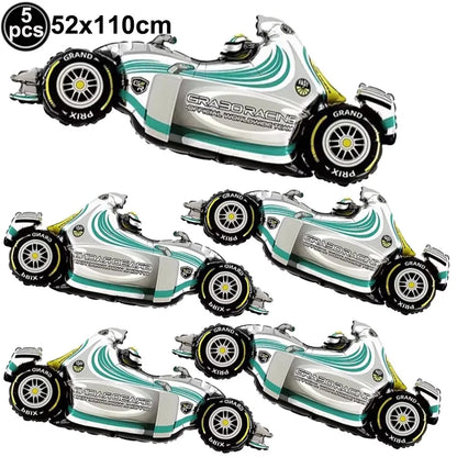 Racing Car Birthday Party Decorations – Race Car, Tire Wheel, Traffic Cone & Checkered Balloons for Kids' Racing-Themed Parties