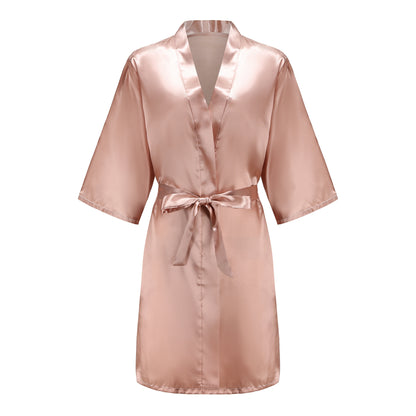 Rose Gold Satin Bridesmaid Robe – Team Bride Wedding Bathrobe for Women | Bridal Party Kimono Gown for Maid of Honor & Mother Gift