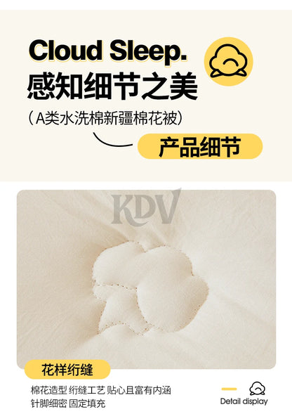 100% Cotton Filled Comforter – Soft Lightweight Warm Winter Quilt for Autumn & Cold Weather Bedding