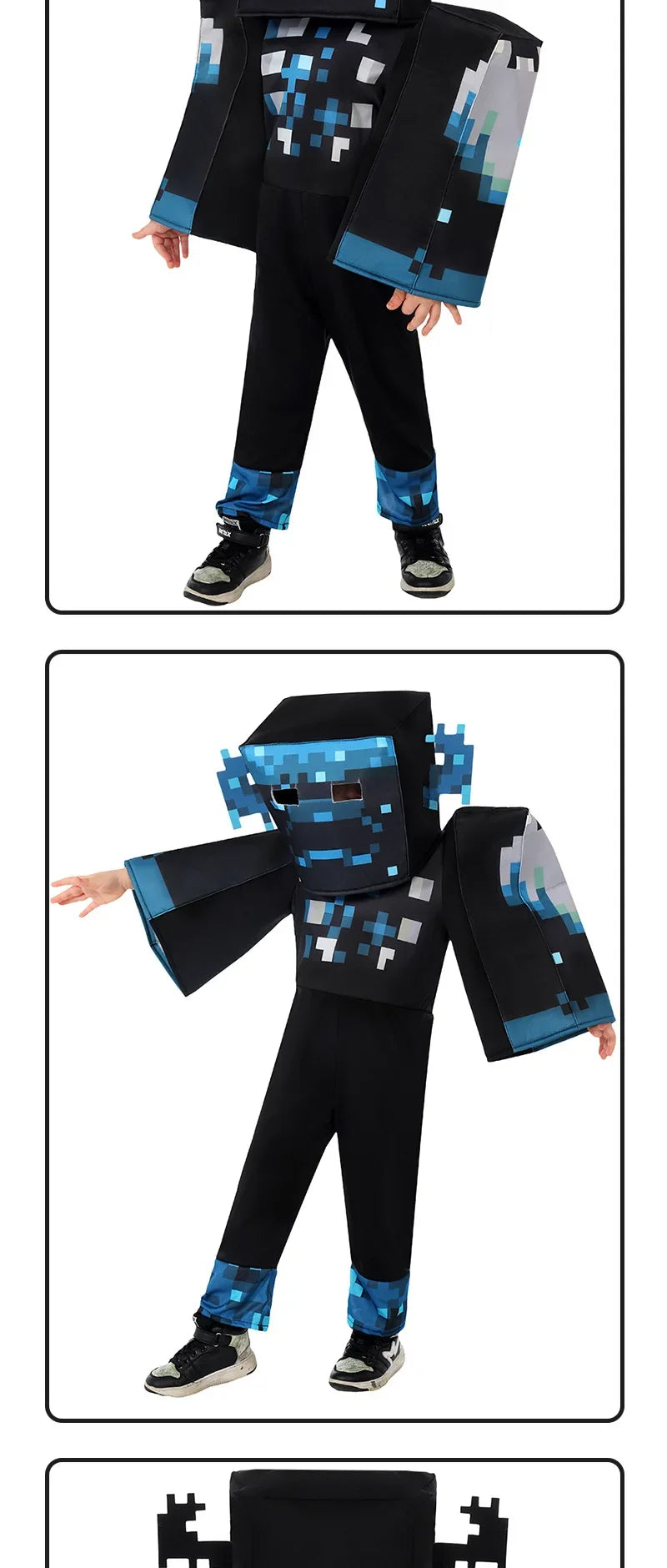 My World MC Game Cosplay Costume – Kids Sound Guard Headgear Jumpsuit Outfit for Boys & Girls Halloween Carnival Performance Dress-Up