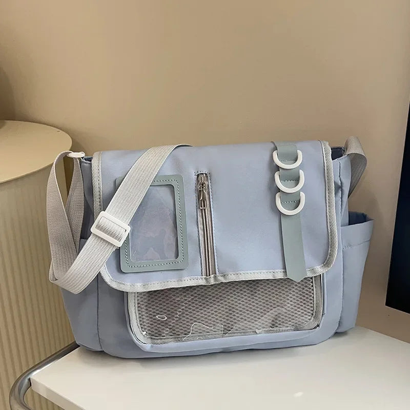 Bolso Bandolera con Lazo Estilo Universitario – Bolso de Hombro de Gran Capacidad para Chicas, Bolso Ita de Moda JK, Bolso de Mano con Acento de Lazo para Libros Escolares, Material Escolar y Uso Diario