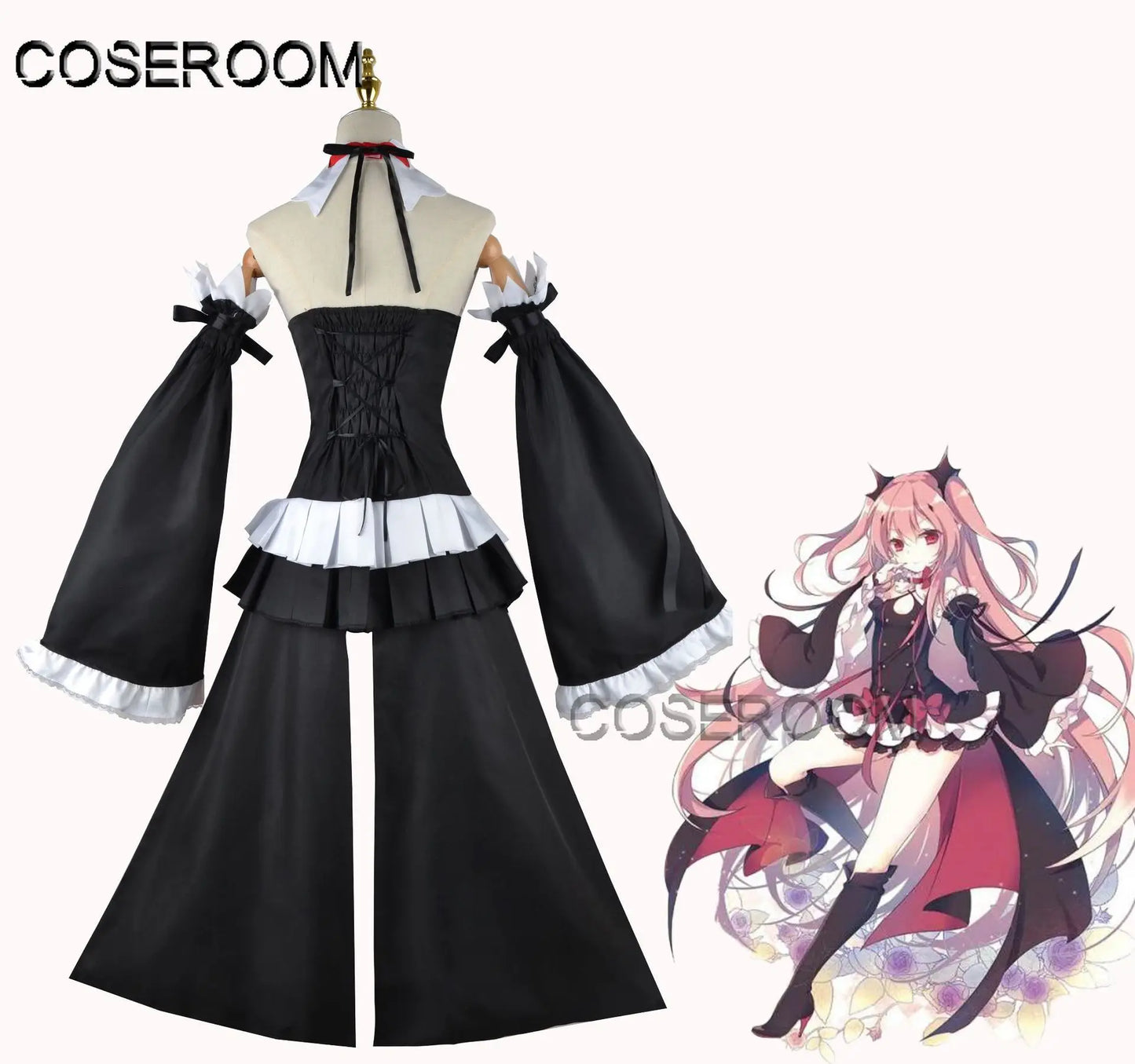 Krul Tepes Cosplay Costume – Seraph of the End Anime Vampire Witch Dress with Wig (Halloween Outfit)