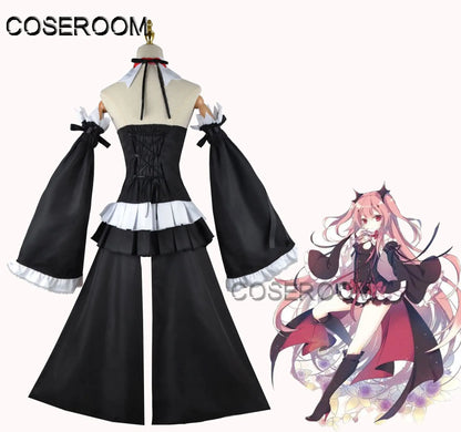 Krul Tepes Cosplay Costume – Seraph of the End Anime Vampire Witch Dress with Wig (Halloween Outfit)