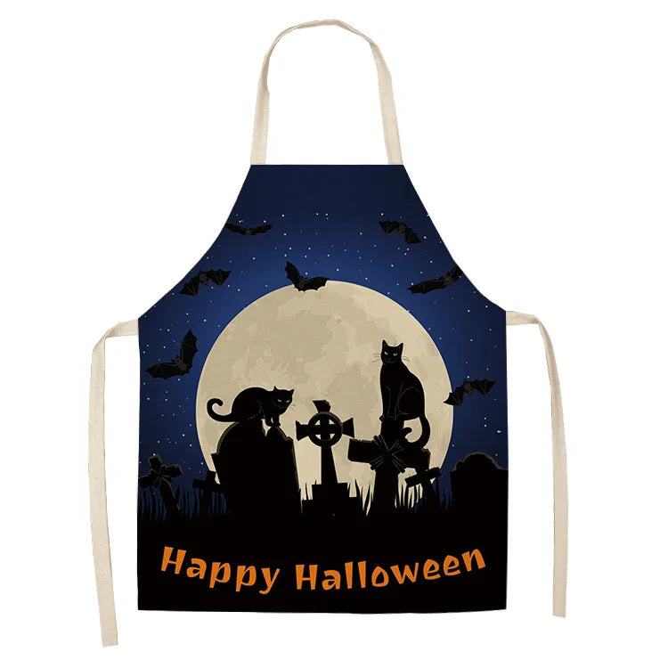 Cute Cartoon Cat Kitchen Apron – Linen Baking & Cooking Apron for Women, Men & Kids, Kitchen Accessories