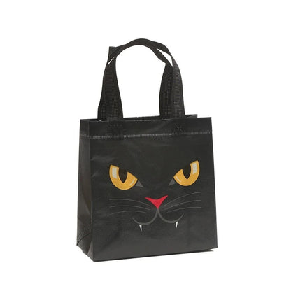 Halloween Pumpkin Candy Bags for Kids, Non-Woven Trick or Treat Loot Bags, Cute Ghost Bat and Cat Treat Bags, Halloween Goodie Bags, Party Favors and Holiday Gift Bags