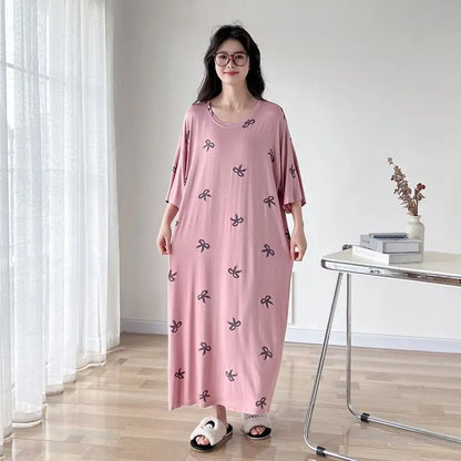 150kg Plus Size Women's T-Shirt Dress – Oversized Loose Short Sleeve Korean-Style Nightgown for Summer Homewear