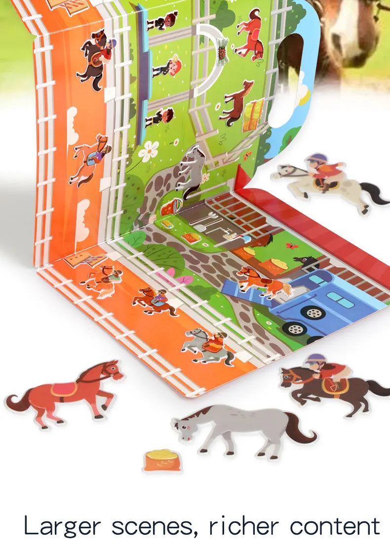 Libro de pegatinas DIY para niños – Libro de actividades de pegatinas de escenas de burbujas reutilizables, juguete portátil y silencioso, manualidades creativas de aprendizaje de pegatinas de gelatina para niños
