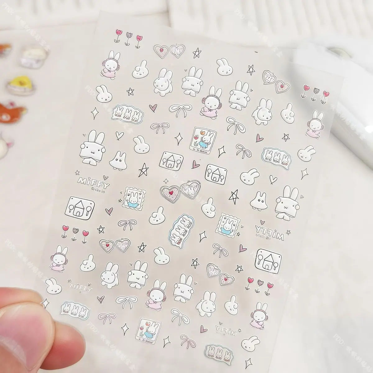 Cute Miffy 3D Nail Stickers – Kawaii Anime Glass Camera Nail Art Decorations (Holiday Gift Set)
