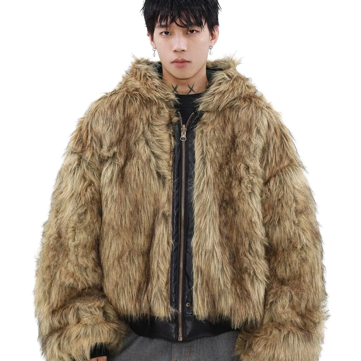 Men’s Thick Faux Leather Winter Coat – Solid Color Loose-Fit Jacket, Trendy American Casual Outerwear for Everyday Wear