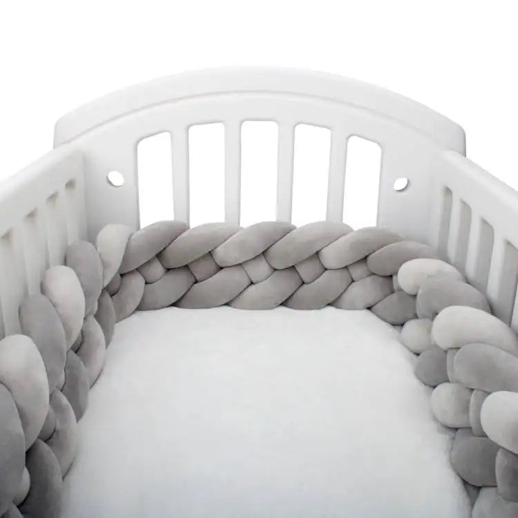 Protector de cuna trenzado hecho a mano – Cojín de cuna anudado suave para cunas, decoración de guardería y protección de bordes (1M–3.6M)