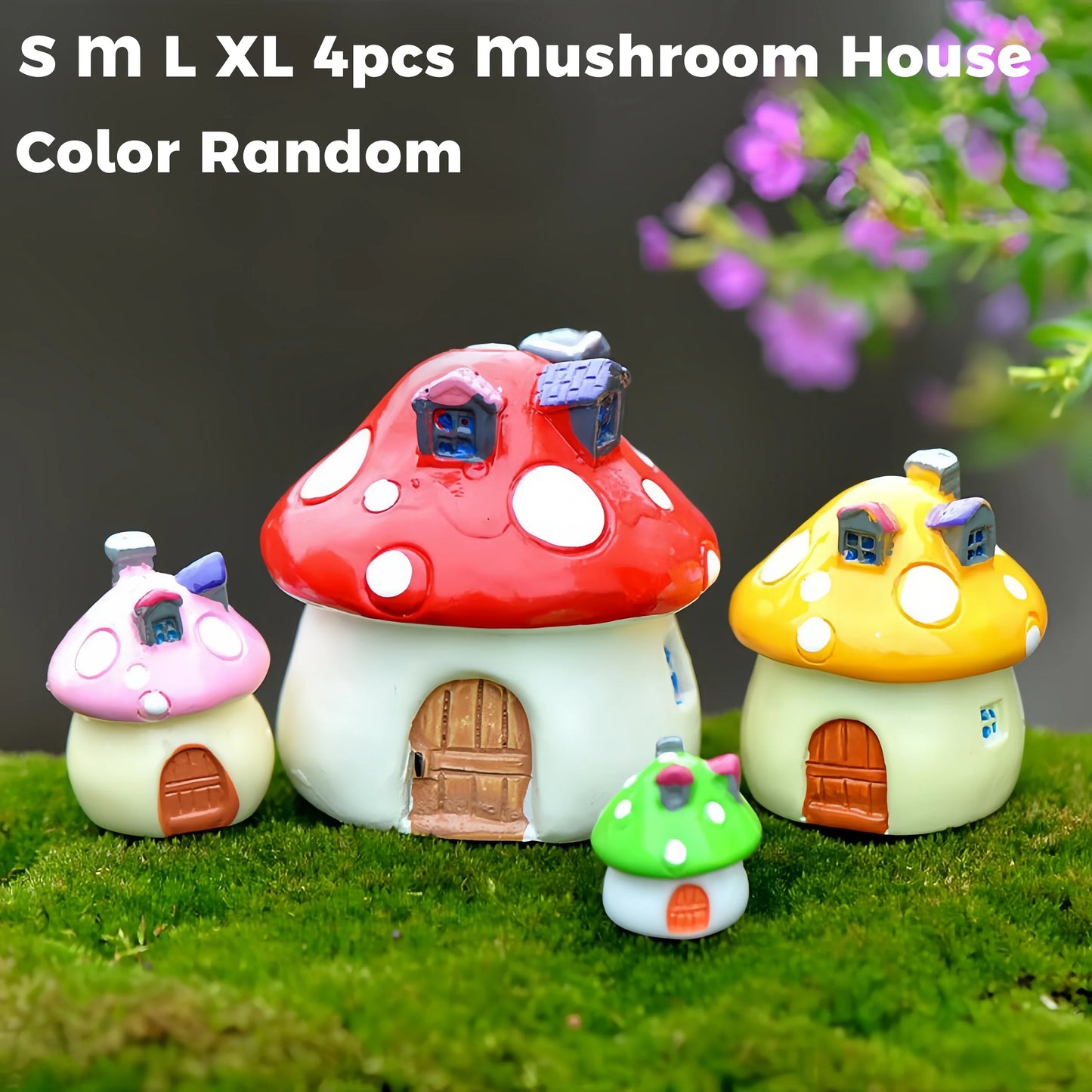 Adornos de hongos para jardín de hadas – Estatuillas de hongos en miniatura en 4 tamaños para macetas, escenas de casas de muñecas, decoración de jardín y manualidades