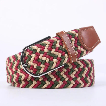 Ceinture élastique tressée unisexe en toile tissée, à boucle ardillon, pour jeans (107/120/130cm)