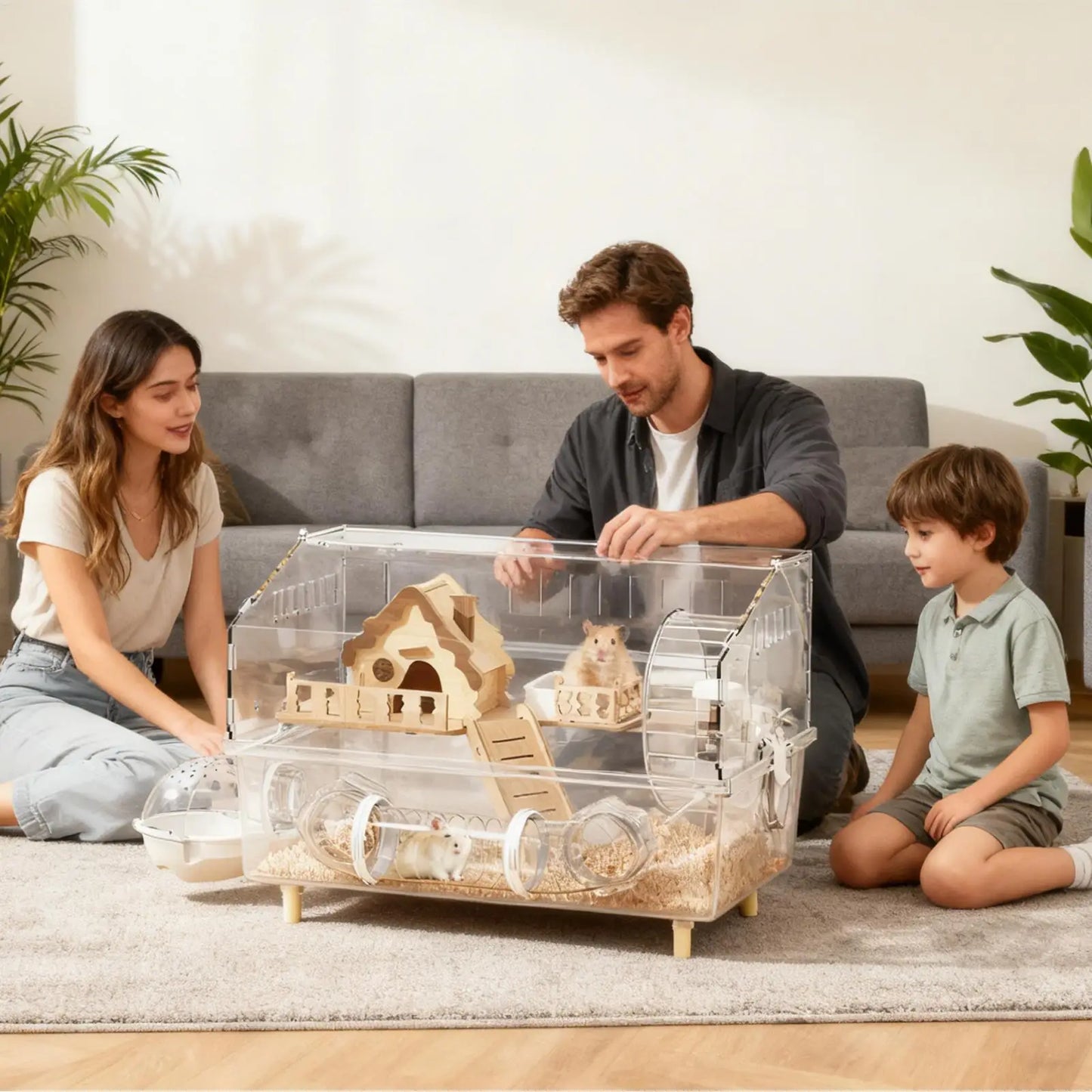 Acrylic Hamster Cage – Transparent Rodent Habitat with Accessories, Luxury Villa Enclosure for Syrian, Dwarf Hamsters, Gerbils & Mice
