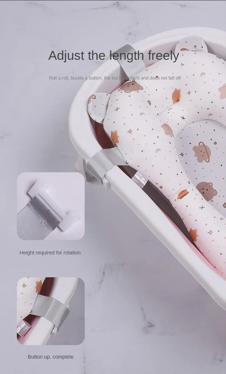 Tapete de soporte para bañera de bebé recién nacido – Cojín de baño plegable antideslizante para bebés, almohadilla de bañera de seguridad con diseño de dibujos animados para baby shower, soporte cómodo para lactancia y baño