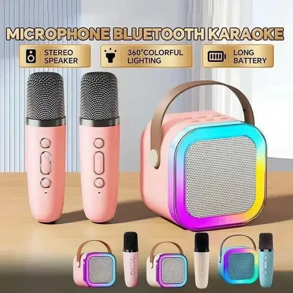 K12 Portable Karaoke Machine – Bluetooth Speaker with 1-2 Wireless Microphones, HiFi Sound & Family Singing for Kids